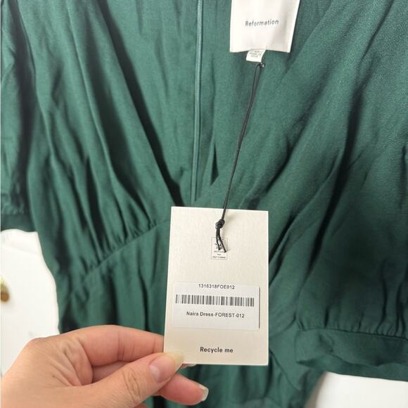 Reformation Naira Dress Forest 12 - Picture 3 of 5